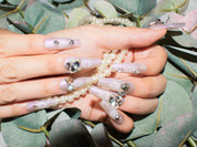 light purple nail varnish, nails with stars, bow press on nails, handmade press on nails, monoschic nails