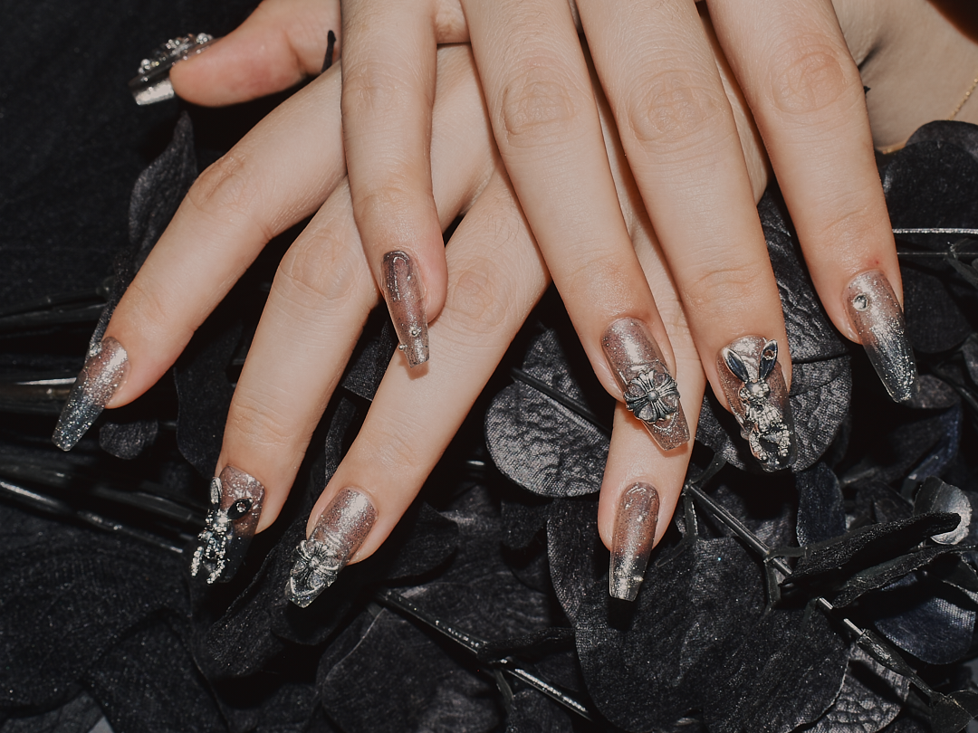 monoschicnail,press on nail,clear chrome press on nail