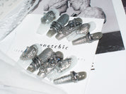 gray glitter nails, coffin nail tips, 3d gel nails, handmade press on nails, monoschic nails