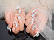 monoschic blue purple nail polish long coffin press on nail