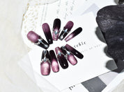 black purple holographic glitter coffin Y2k Press on nail 
