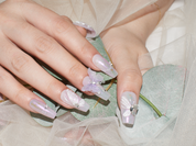 wedding press on nails, butterfly lace, pink and purple nail designs, summer coffin nails, monoschic nails