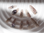 impress long oval press on nails, monoschic nails, rose nails, nude nail designs, nude glitter nails