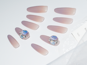 handmade press on nails, gel nails light purple, oval nail tips， monoschic nails