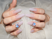 handmade press on nails, gel nails light purple, oval nail tips， monoschic nails