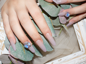 handmade press on nails, gel nails light purple, oval nail tips， monoschic nails