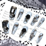 Midnight Bloom on White Sands Press-On Nails